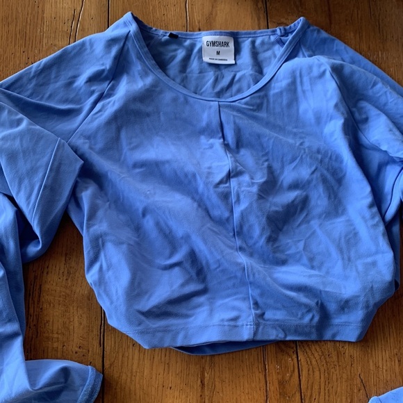 Gymshark x Whitney Simmons Long Sleeve Crop Top Intense Beautiful Blue Medium - Picture 6 of 14